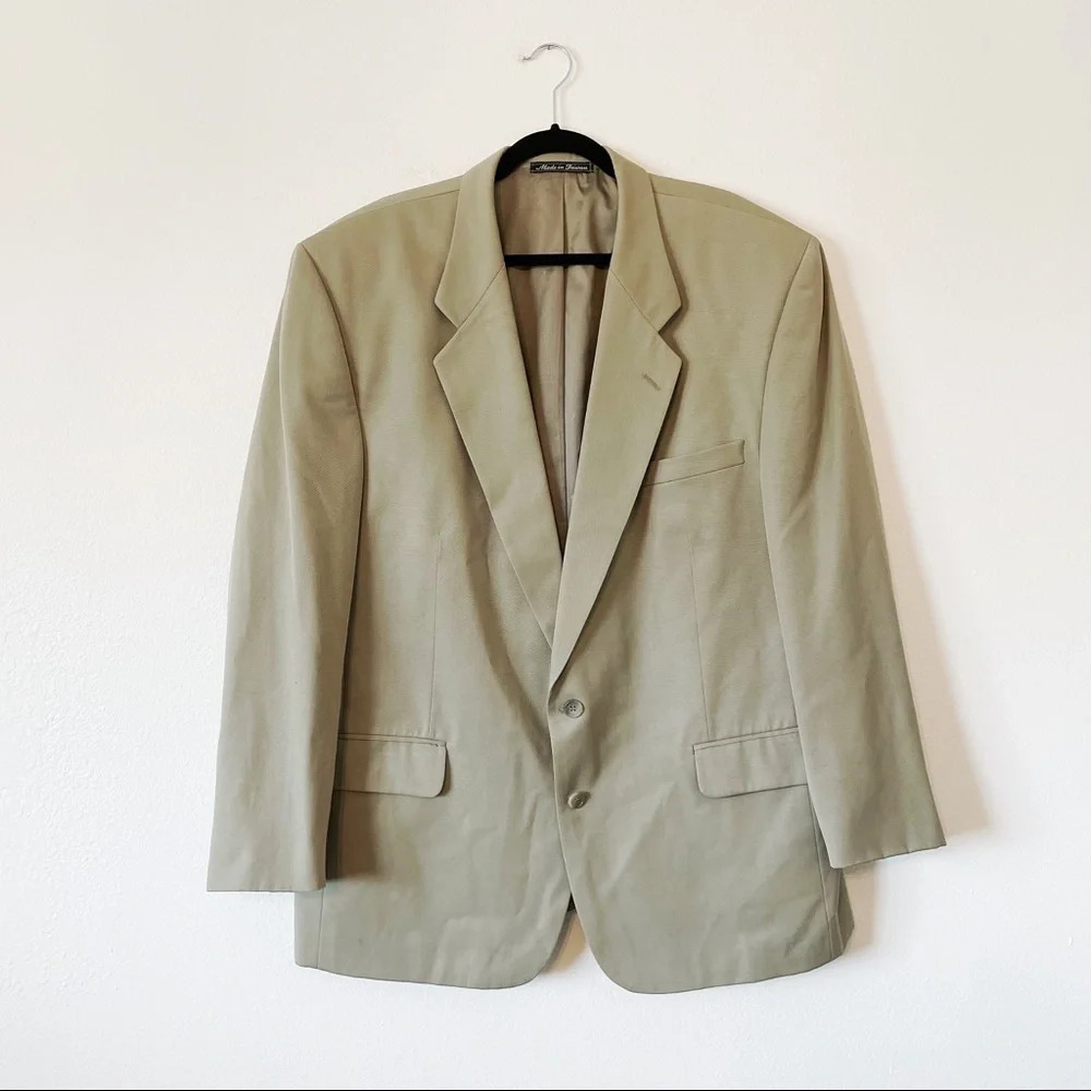 Pierre Balmain Tan Single Breasted Wool Blazer Jacket 48R